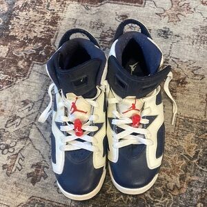 Retro Air Jordan 6s/Olympics-Navy, red and white